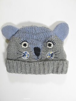 Zimní šedo modrá čepice pro holky s oušky secondhand Zimní šedo modrá čepice pro holky s oušky secondhand