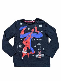 Černé triko s vánočním Spidermanem pro kluky secondhand Marvel Černé triko s vánočním Spidermanem pro kluky secondhand Marvel