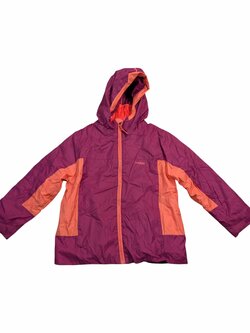 Zateplená šusťáková bunda vínová oranžová pro holky secondhand Decathlon Zateplená šusťáková bunda vínová oranžová pro holky secondhand Decathlon