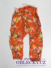 Letní kalhoty pro holky oranžové s kytkmi secondhand